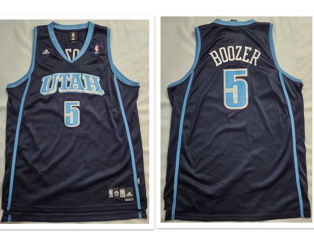 Mens UTAH JAZZ #5 Carlos Boozer Dark Blue ADIDAS SWINGMAN JERSEY